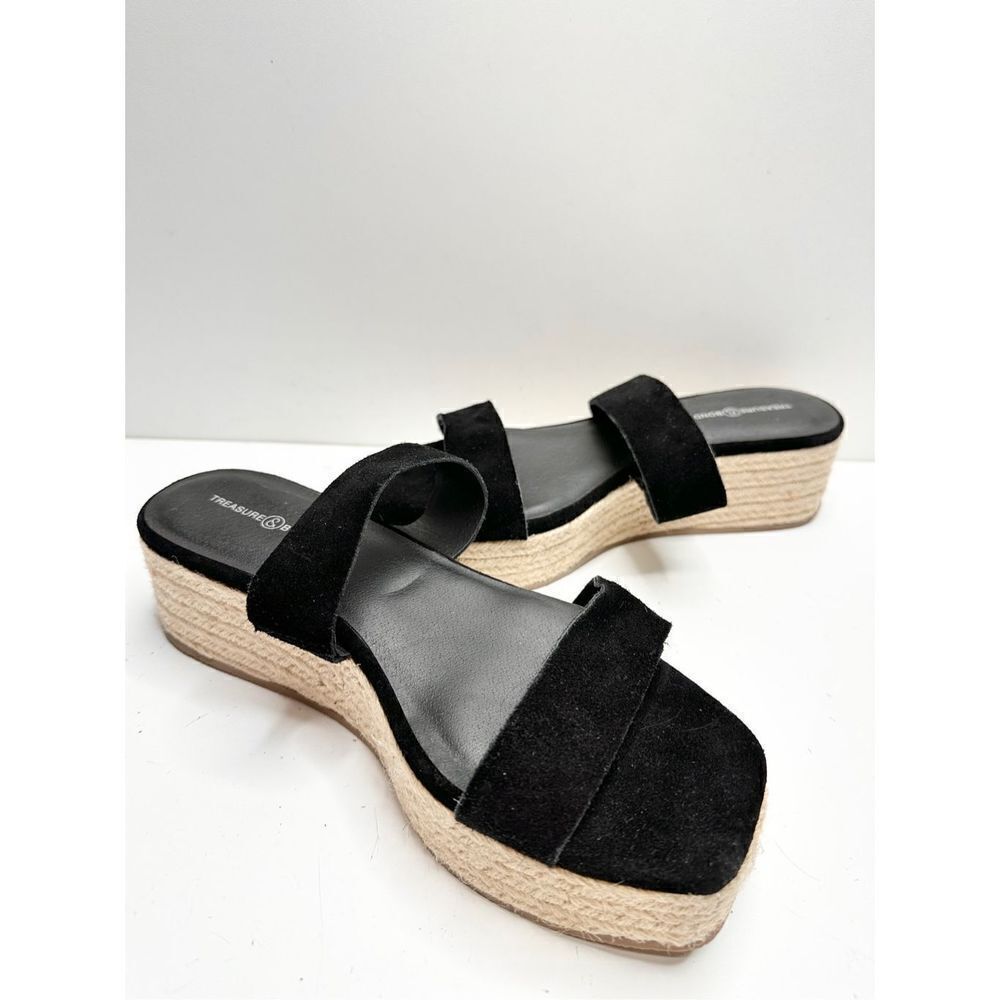 Treasure & Bond Sandals Womens Size 8.5 Suede Upper Black‎ Platform Espadrille